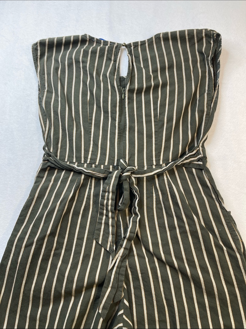 SHE+SKY WOMENS SIZE Large Striped Olive Green Wide-Leg Jumpsuit WOMEN SIZE LARGE - Picture 9 of 9